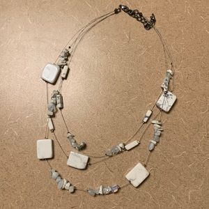 Stone/marbel look multi strand necklace
